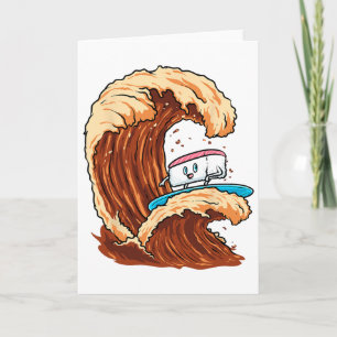 Tarjeta Arte divertido de surfista de sushi montando la ol