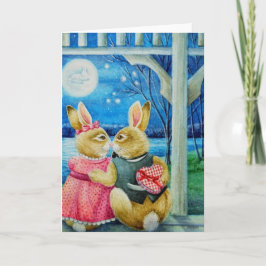 Tarjeta Arte en Acuarela de Conejo Bunny Caprichoso para S