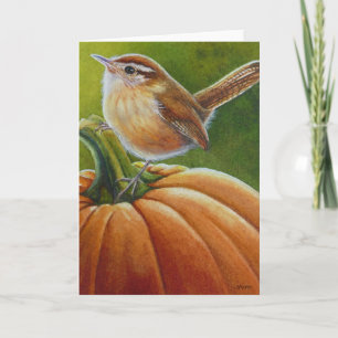 Tarjeta Arte en Acuarela de Pájaro Ratona de Otoño en Cala