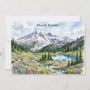 Tarjeta Arte en Acuarela del Parque Nacional Mount Rainier