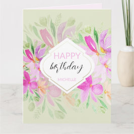 Tarjeta Arte en acuarela pastel floral lindo
