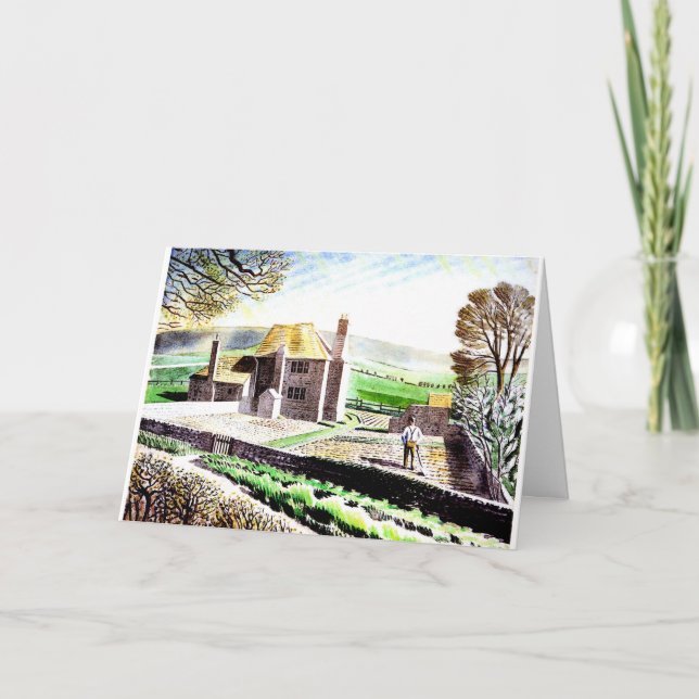 Tarjeta Arte Eric Ravilious, cabaña de pastores (Anverso)