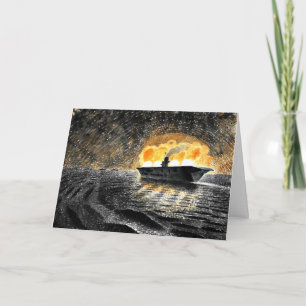 Tarjeta Arte Eric Ravilious, HMS Ark Royal en acción,