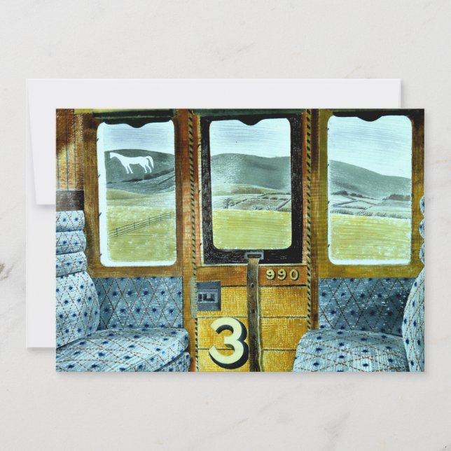 Tarjeta Arte Eric Ravilious, paisaje de tren (Anverso)