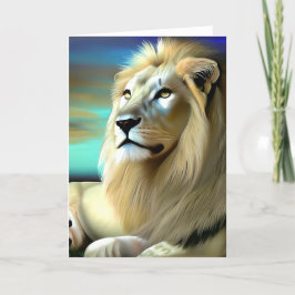 Tarjeta Arte etéreo de León Blanco Majestuoso