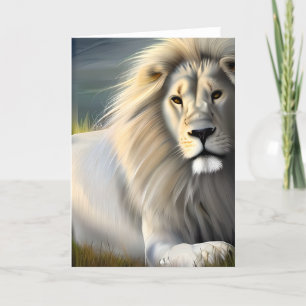 Tarjeta Arte etéreo de León Blanco Majestuoso