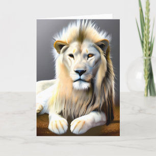 Tarjeta Arte etéreo de León Majestuoso Blanco   Pensar en