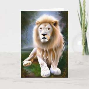 Tarjeta Arte Etéreo del León Blanco Majestuoso