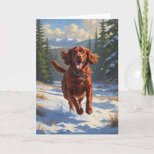 Tarjeta Arte festivo de Setter Irlandés corriendo a través