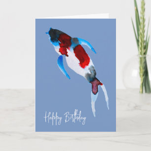 Tarjeta Arte fino de acuarela de pescado de Koi
