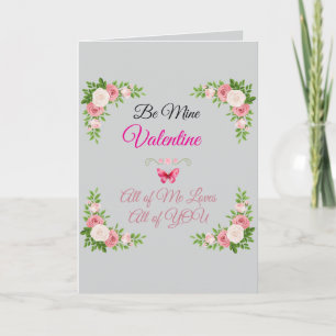 Tarjeta Arte floral de pared "Sé Mía en San Valentín" Am