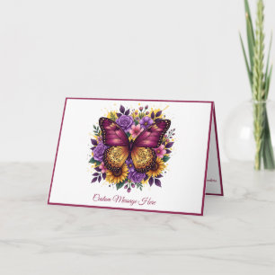 Tarjeta Arte Floral Elegante Mariposa Lush Personalizado