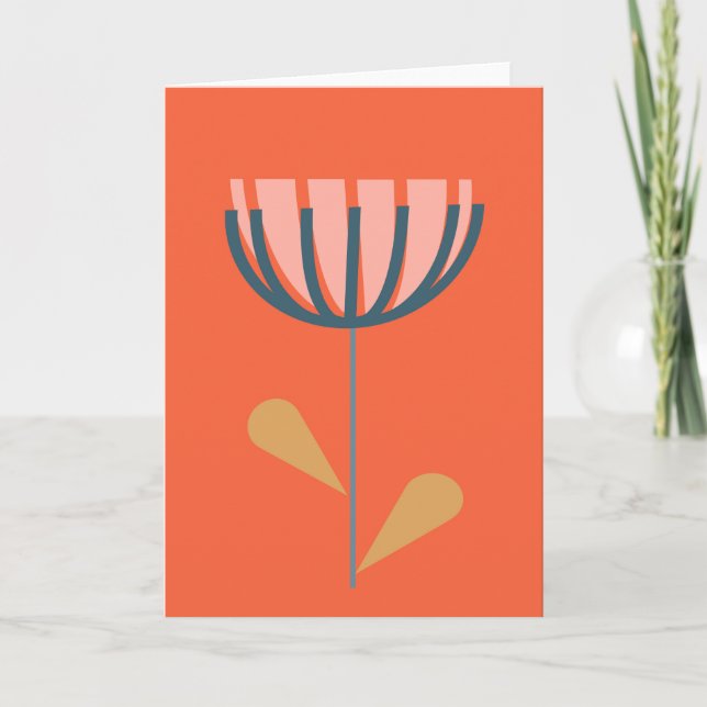 Tarjeta Arte floral folclórico escandinavo Flor simple Nar (Anverso)