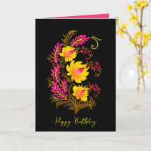 Arte Folclórico Floral Ucraniano de Cumpleaños
