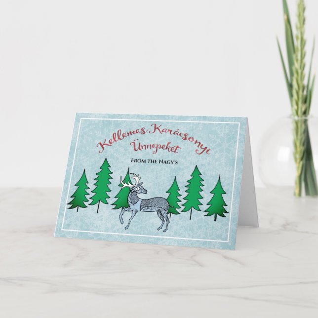 Tarjeta Arte folclórico húngaro Feliz Año Nuevo Feliz de N (Anverso)