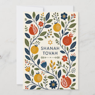 Tarjeta Arte Folclórico Moderno Botánico Shana Tovah