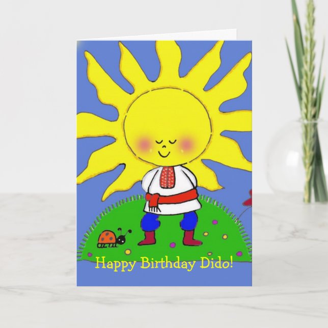 Tarjeta Arte folclórico ucraniano Sunshine Boy (Anverso)