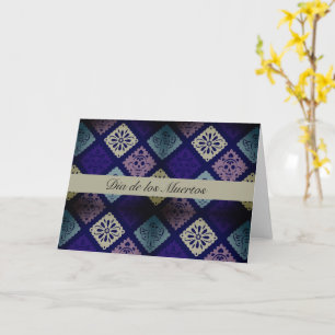 Tarjeta Arte Folk Mexicano Estacional Azul Medianoche