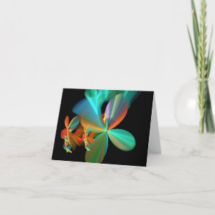 Tarjeta Arte fractal hermoso negro naranja verde