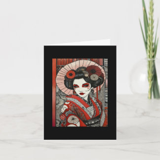 Tarjeta Arte gótico inspirado en Geisha japonesa rojo negr