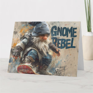 Tarjeta Arte gráfico de gnomos rebeldes en monopatín