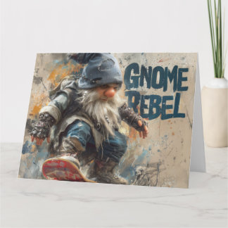 Tarjeta Arte gráfico de gnomos rebeldes en monopatín