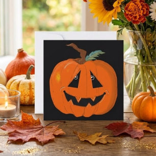 Tarjeta Arte Ilustrativo de Jack O Lantern Feliz Halloween