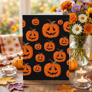 Tarjeta Arte Ilustrativo de Jack O Lantern Feliz Halloween
