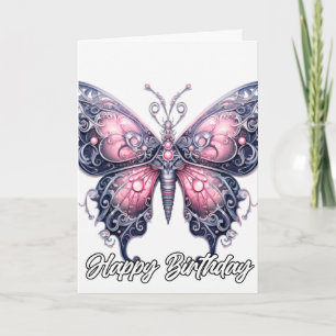 Tarjeta Arte imaginativo de mariposa vintage Cumpleaños