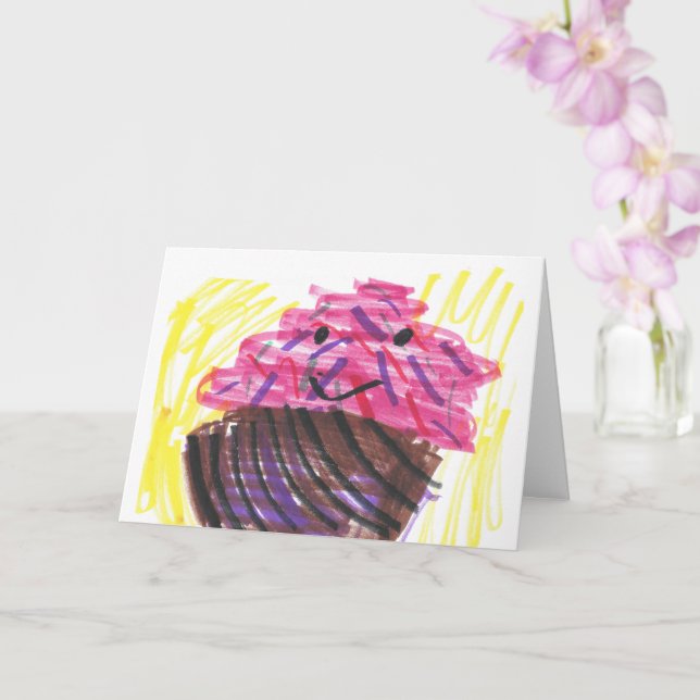 Tarjeta Arte infantil, adorable pastelito (Orquídea)