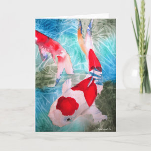 Tarjeta Arte japonés de los pescados de la acuarela de