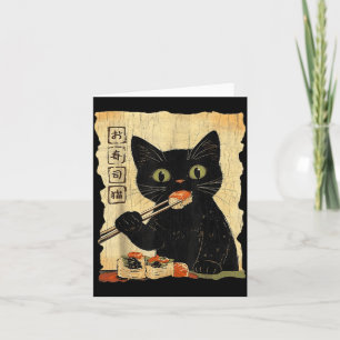 Tarjeta Arte japonés estético gráfico de sushi de gato vin