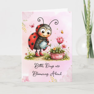 Tarjeta Arte juguetón de mariquita vintage "Mejores días"