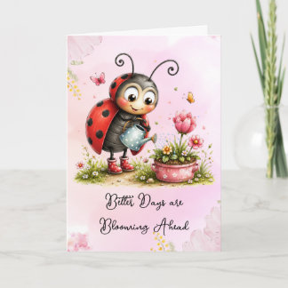 Tarjeta Arte juguetón de mariquita vintage "Mejores días"