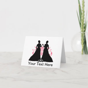 Tarjeta Arte lesbiano del Flourish de la boda del rosa gay
