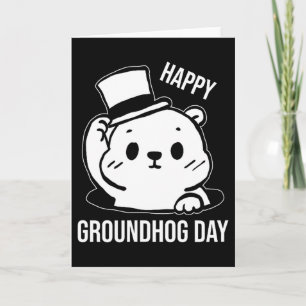 Tarjeta Arte lineal del día feliz de la marmota