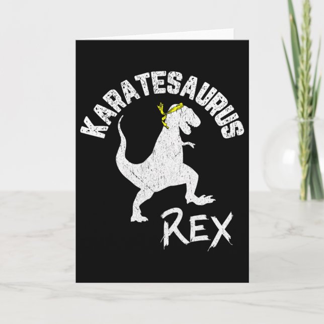 Tarjeta Arte marcial divertido Karate Karatesaurus Rex Din (Anverso)