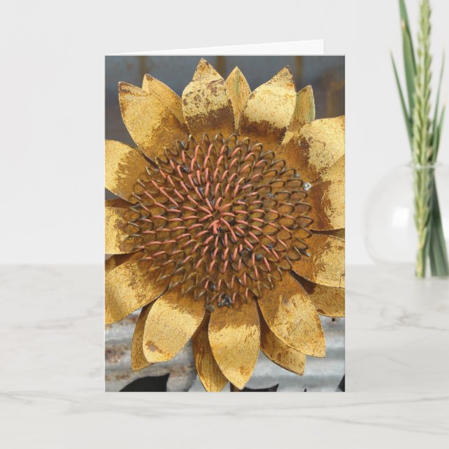 Tarjeta Arte metalizado del yard del girasol, cumpleaños (Anverso)