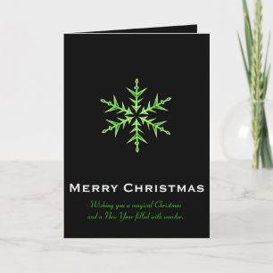 Tarjeta Arte minimalista de copo de nieve verde dibujado a