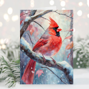 Tarjeta Arte Moderno Cardinal Invierno Nevado