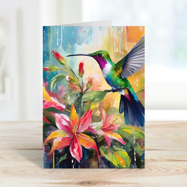 Tarjeta Arte moderno de colibrí colorido (Subido por el creador)