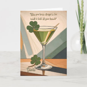 Tarjeta Arte moderno de mediados de siglo Shamrock Martini