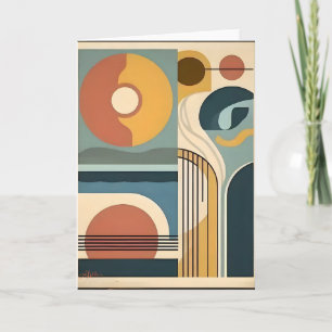 Tarjeta Arte Moderno de Mitad de Siglo Amanecer Atardecer