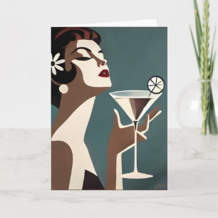 Tarjeta Arte Moderno de Mitad de Siglo La DIva del Martini