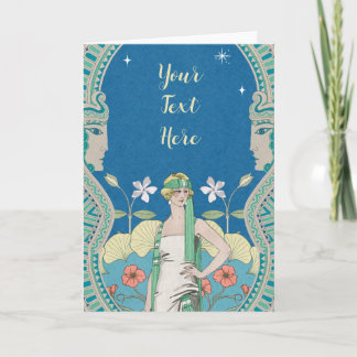 Tarjeta Arte Moderno Personalizado Pasaje de Dama Azul Vin
