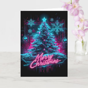 Tarjeta Arte Navideño Futurista Neon