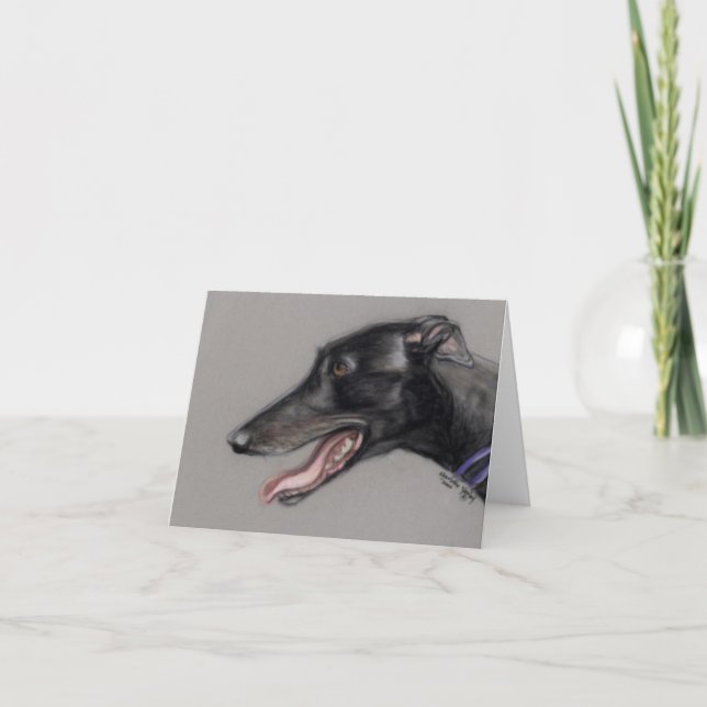 Tarjeta Arte negro Notecard del perro del galgo (Anverso)