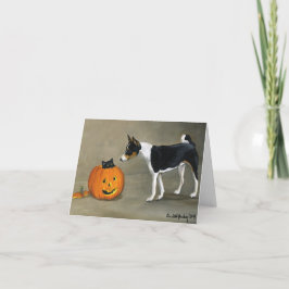 Tarjeta Arte Notecard del perro de "Basenji Halloween"