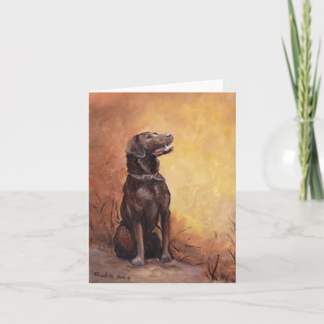 Tarjeta Arte Notecard del perro de Labe del chocolate (Anverso)