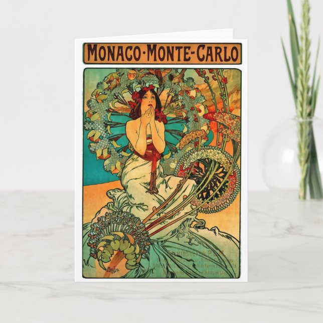 Tarjeta Arte Nouveau de Mónaco Monte Carlo (Anverso)